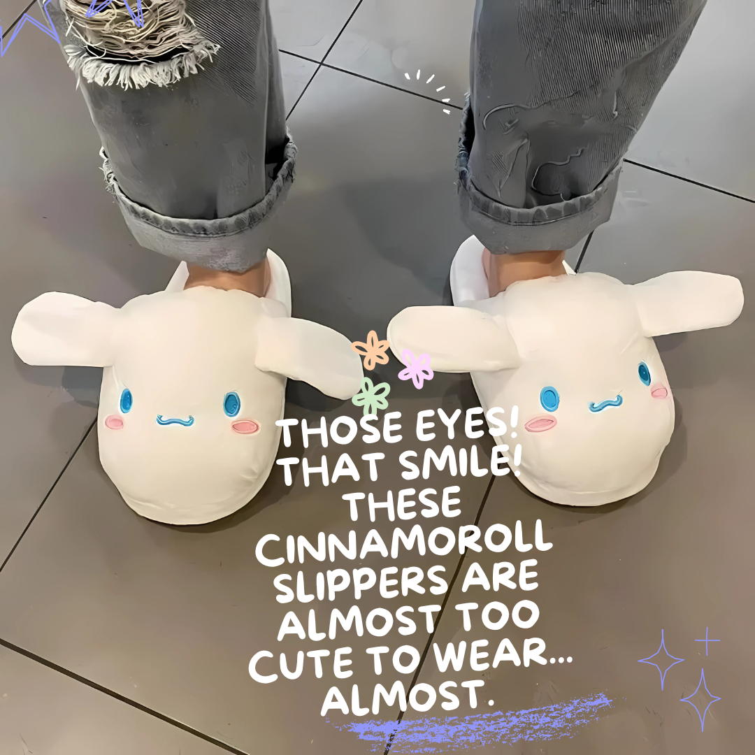 Sanrio Cinnamoroll Cotton Slippers Ears Will Move Cartoon Cute Warm Home Cotton Slippers Couple Plush Thicken Fall and Winter