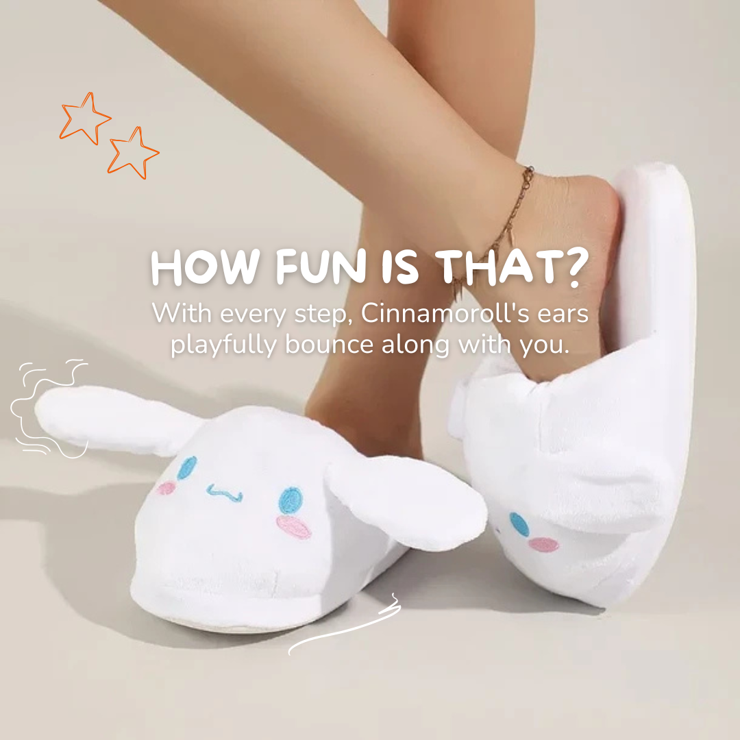 Sanrio Cinnamoroll Cotton Slippers Ears Will Move Cartoon Cute Warm Home Cotton Slippers Couple Plush Thicken Fall and Winter